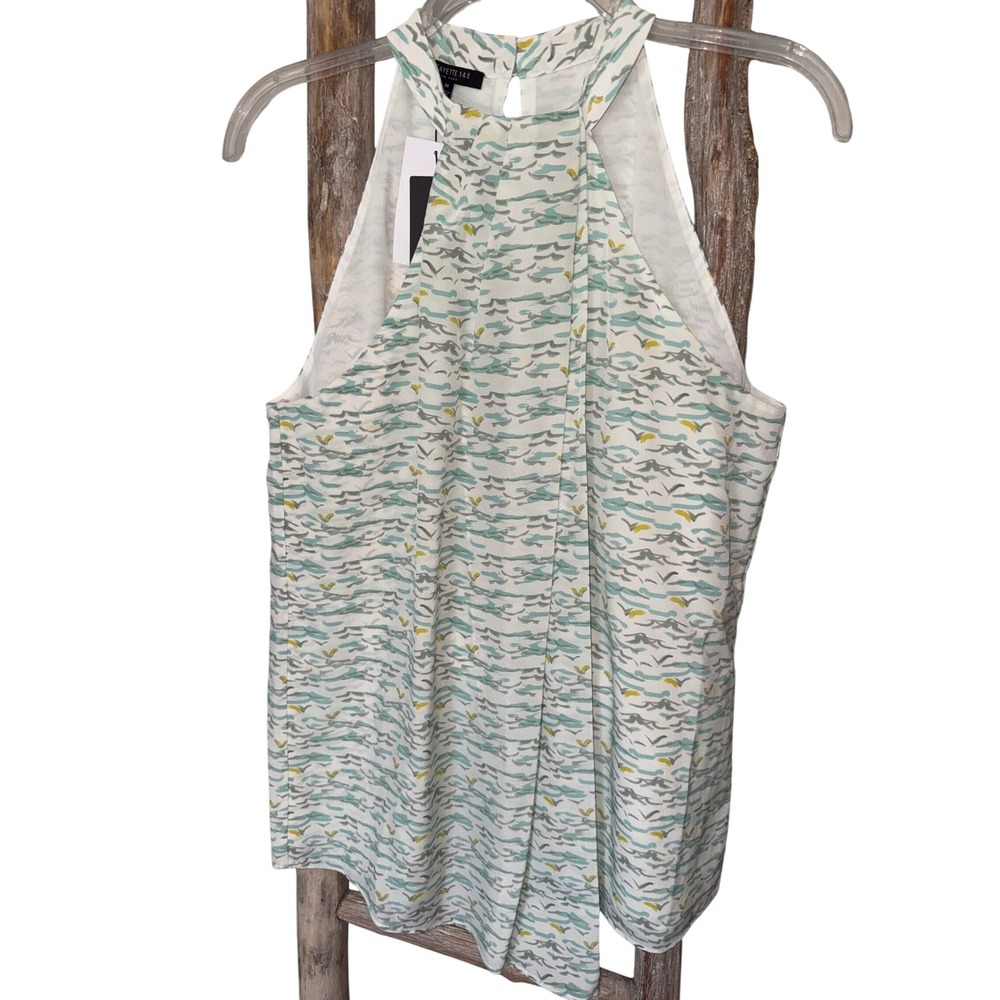Lafayette 148 Halter‎ Top Size M 100% Silk Flowy Pastels Panel Top NWT